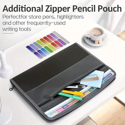Accordion File Organizer - 13 Pocket Expanding Folder with Zipper and Pencil Pouch - ZOOMNSTORE