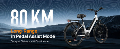 750W E-Bike Commuter 26x2" Tires 48V 10.4Ah Removable LCD Display 20MPH Speed 7-Speeds Hydraulic Disc Brakes for Adults