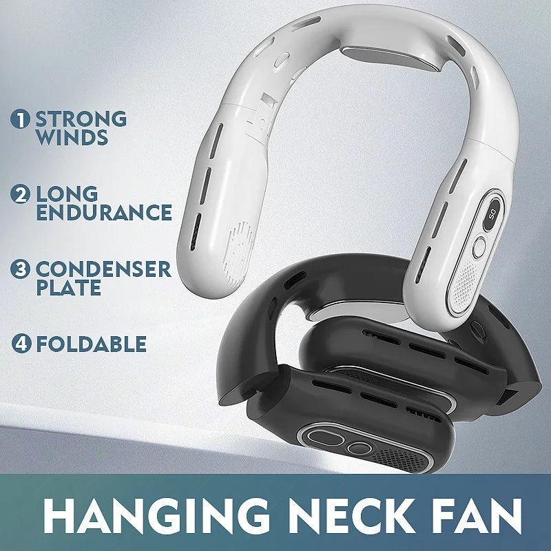 portable leafless hanging neck fan USB charging small fan wind cooler, office, camping, outdoor travel fan, Thanksgiving gift