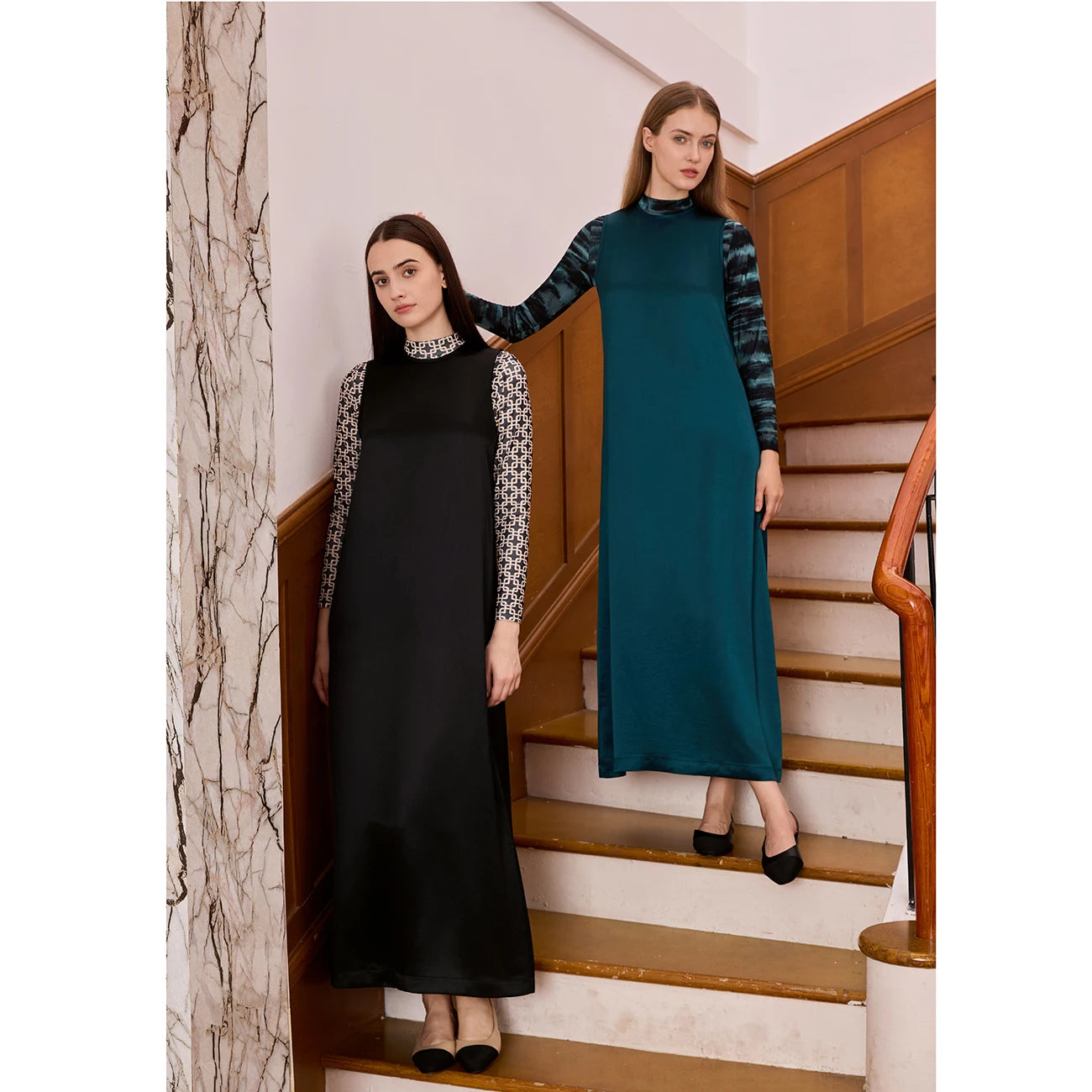 Womens Autumn Winter Maxi Dress  Mesh Modal Shirt Set - High Quality Acetate Fabric - ZOOMNSTORE