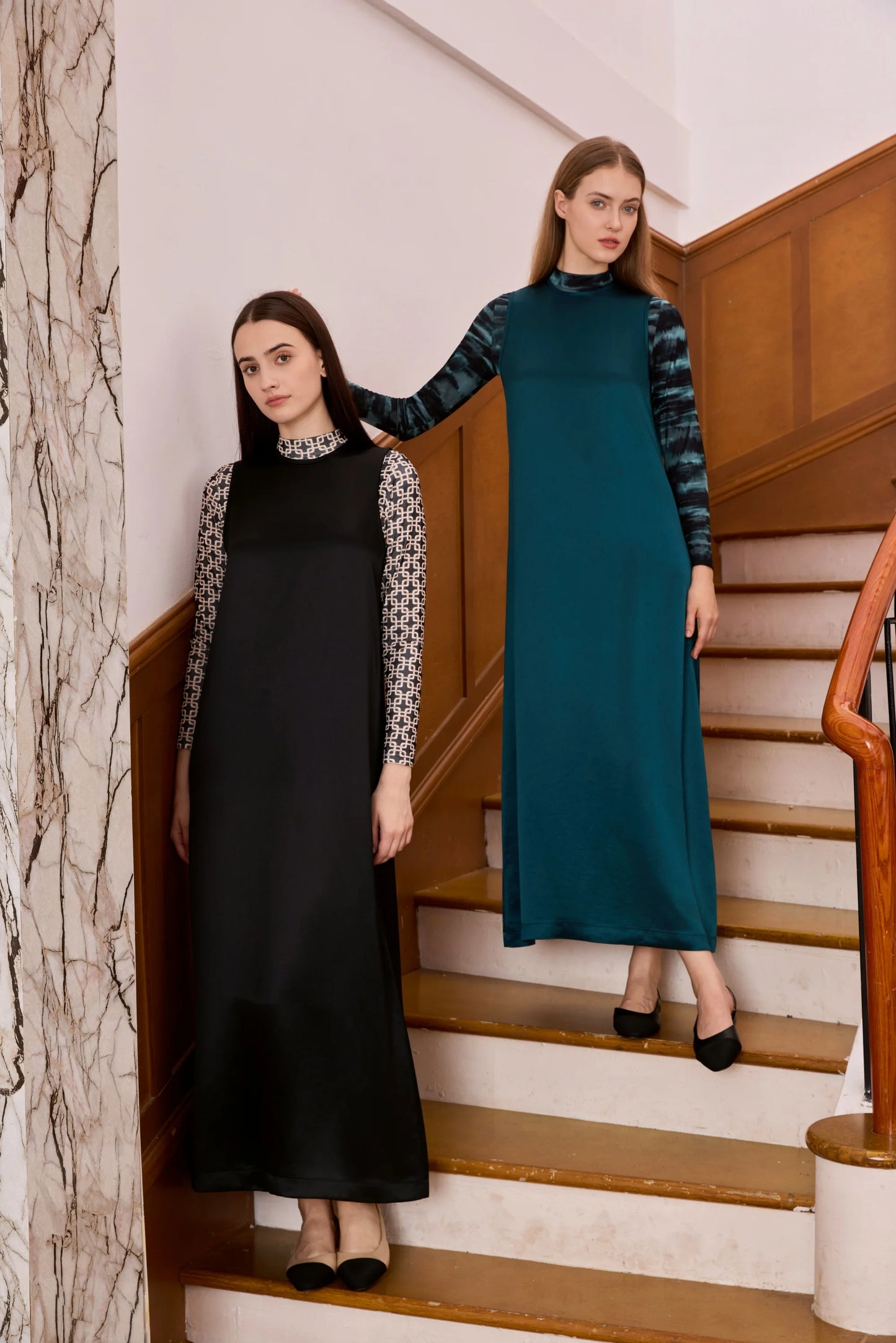 Womens Autumn Winter Maxi Dress  Mesh Modal Shirt Set - High Quality Acetate Fabric - ZOOMNSTORE