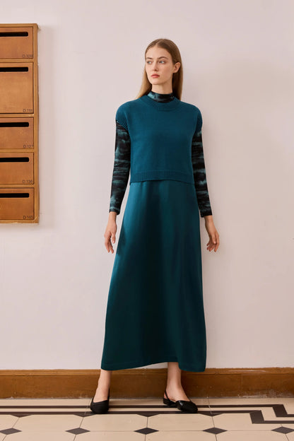 Womens Autumn Winter Maxi Dress  Mesh Modal Shirt Set - High Quality Acetate Fabric - ZOOMNSTORE