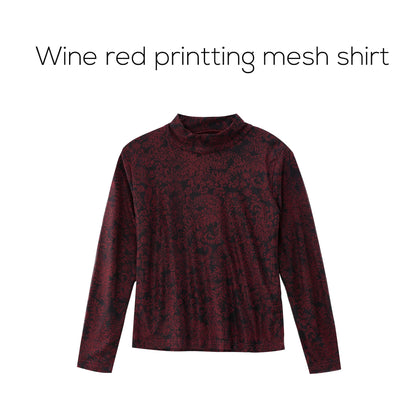 Womens Autumn Winter Maxi Dress  Mesh Modal Shirt Set - High Quality Acetate Fabric - ZOOMNSTORE