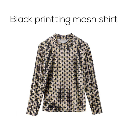 Womens Autumn Winter Maxi Dress  Mesh Modal Shirt Set - High Quality Acetate Fabric - ZOOMNSTORE