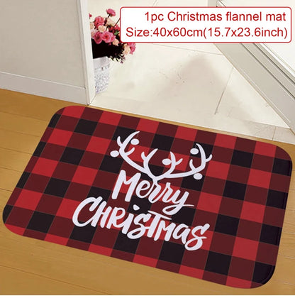 Christmas Door Mat - Santa Claus Outdoor Holiday Carpet | Non Slip Rug, Festive Welcome Mat