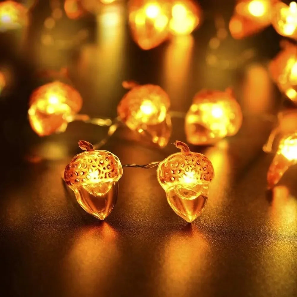 Acorn String Lights - 30 LED Fall Decorations Battery Powered 98ft Fairy Lights for Thanksgiving - ZOOMNSTORE