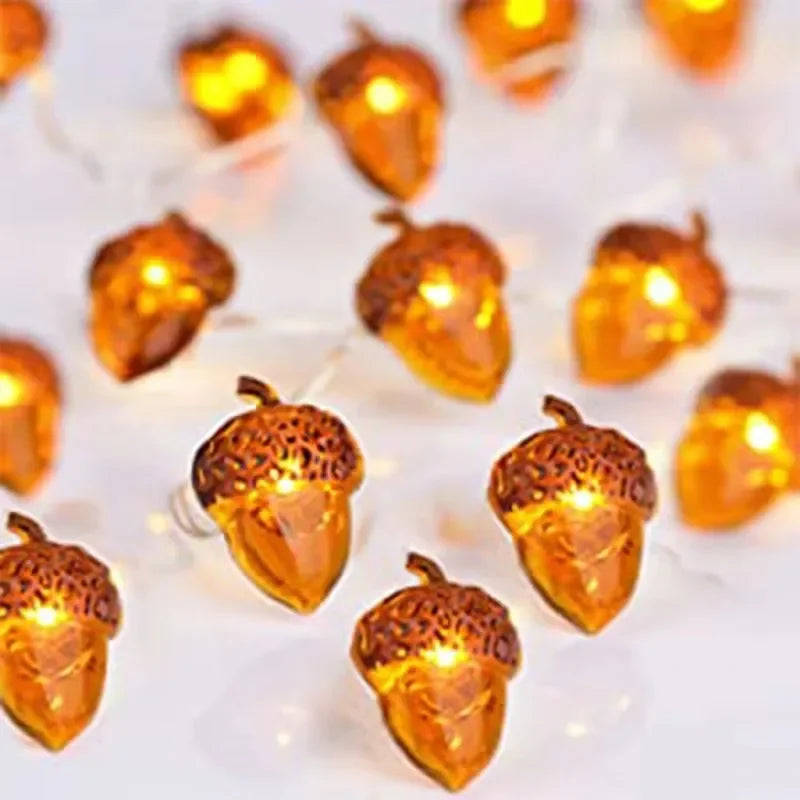 Acorn String Lights - 30 LED Fall Decorations Battery Powered 98ft Fairy Lights for Thanksgiving - ZOOMNSTORE