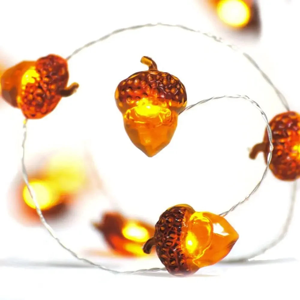 Acorn String Lights - 30 LED Fall Decorations Battery Powered 98ft Fairy Lights for Thanksgiving - ZOOMNSTORE