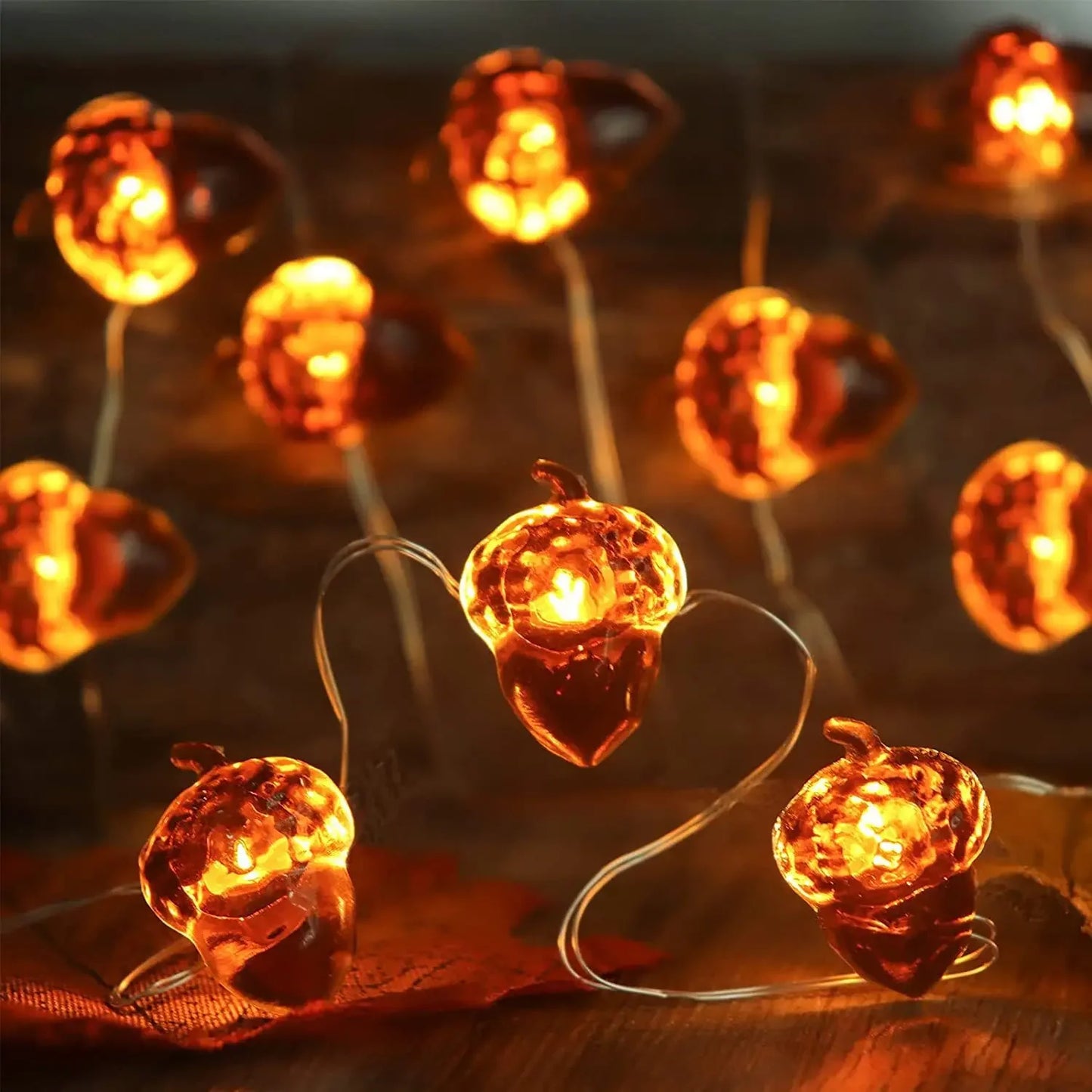 Acorn String Lights - 30 LED Fall Decorations Battery Powered 98ft Fairy Lights for Thanksgiving - ZOOMNSTORE