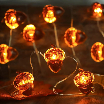 Acorn String Lights - 30 LED Fall Decorations Battery Powered 98ft Fairy Lights for Thanksgiving - ZOOMNSTORE