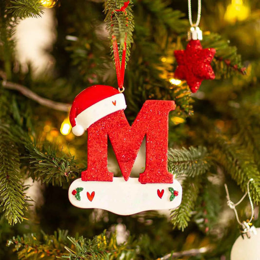 Acrylic Christmas Letter Pendant - DIY Holiday Tree Decoration 26 Letters Ornament - ZOOMNSTORE