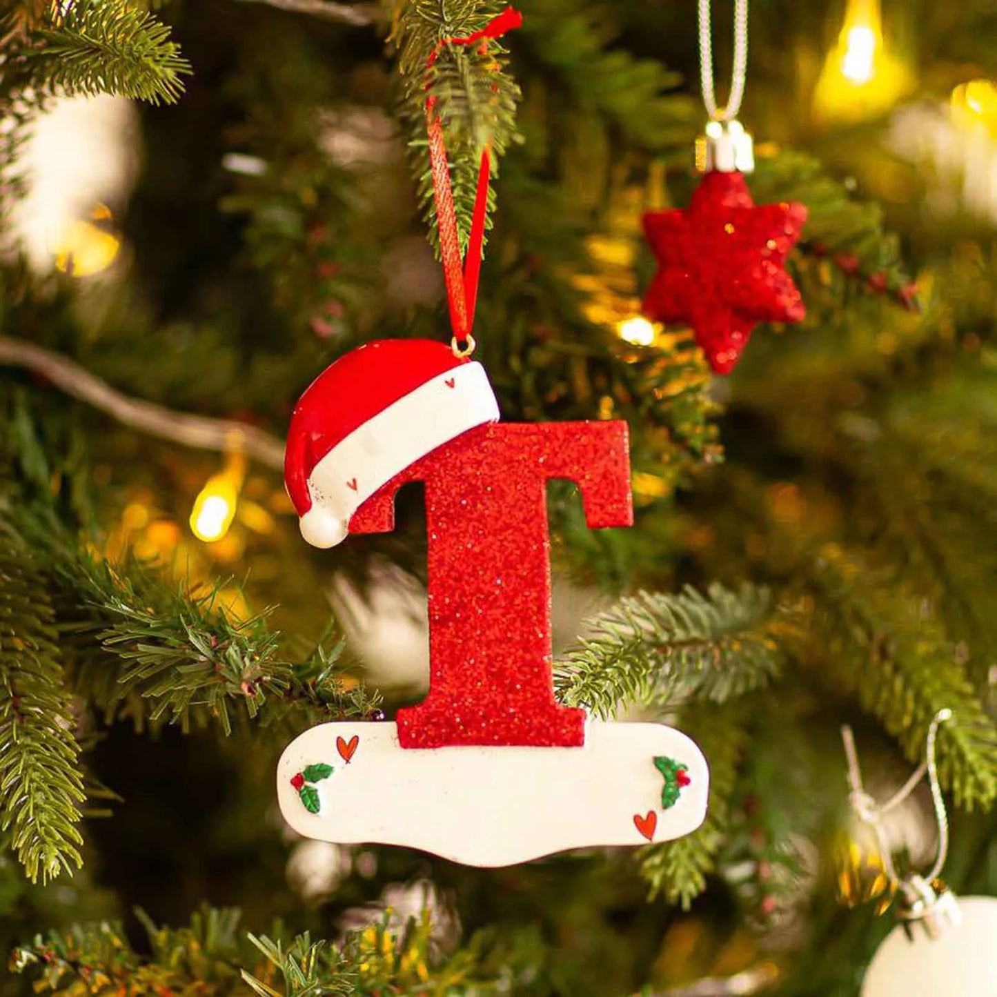 Acrylic Christmas Letter Pendant - DIY Holiday Tree Decoration 26 Letters Ornament - ZOOMNSTORE