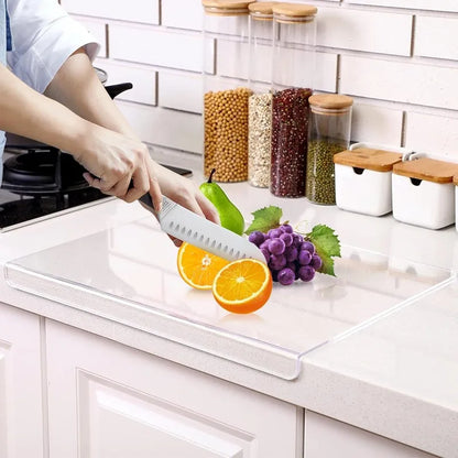 Acrylic Cutting Board with Lip - Clear Kitchen Countertop for Meat Bread  Fruit - ZOOMNSTORE