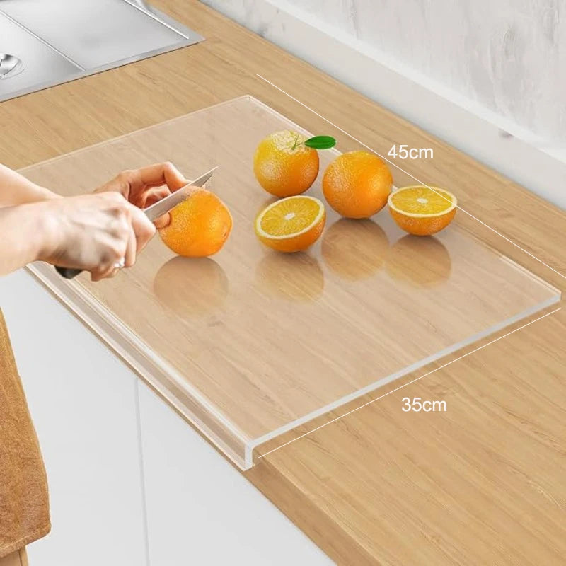 Acrylic Cutting Board with Lip - Clear Kitchen Countertop for Meat Bread  Fruit - ZOOMNSTORE