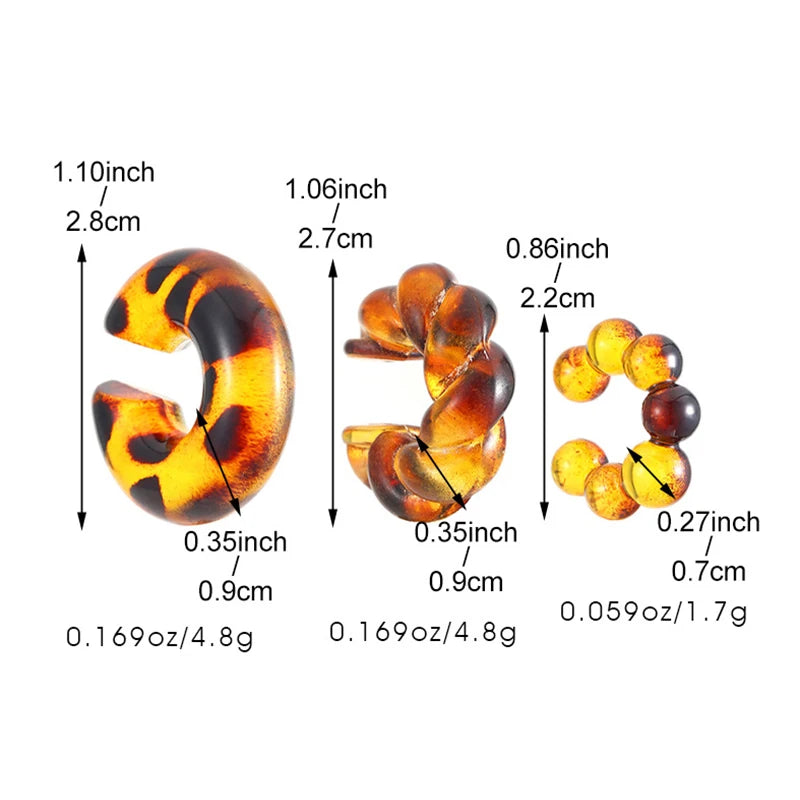 Acrylic Ear Clip - 4pcs C Shaped Round Gold Silver Clip Earrings for Women - ZOOMNSTORE