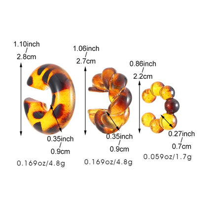 Acrylic Ear Clip - 4pcs C Shaped Round Gold Silver Clip Earrings for Women - ZOOMNSTORE