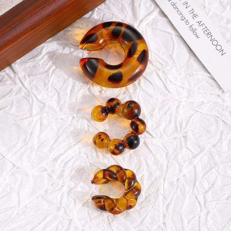 Acrylic Ear Clip - 4pcs C Shaped Round Gold Silver Clip Earrings for Women - ZOOMNSTORE