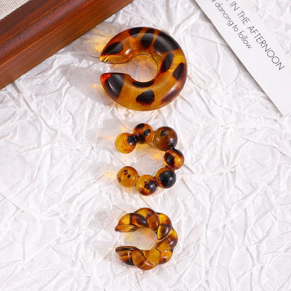 Acrylic Ear Clip - 4pcs C Shaped Round Gold Silver Clip Earrings for Women - ZOOMNSTORE