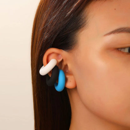 Acrylic Ear Clip - 4pcs C Shaped Round Gold Silver Clip Earrings for Women - ZOOMNSTORE