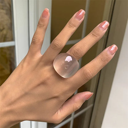 Acrylic Geometric Ring – Classic Candy Color Resin Statement Ring for Women - ZOOMNSTORE