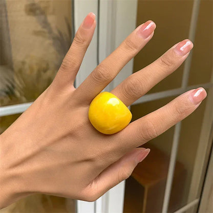 Acrylic Geometric Ring – Classic Candy Color Resin Statement Ring for Women - ZOOMNSTORE