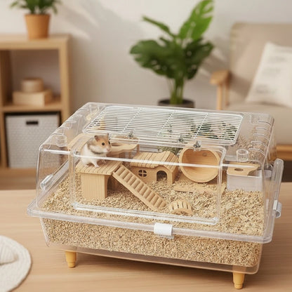 Acrylic Hamster Cage – Spacious Villa Style Transparent Pet Habitat, Chew-Proof Enclosure - ZOOMNSTORE