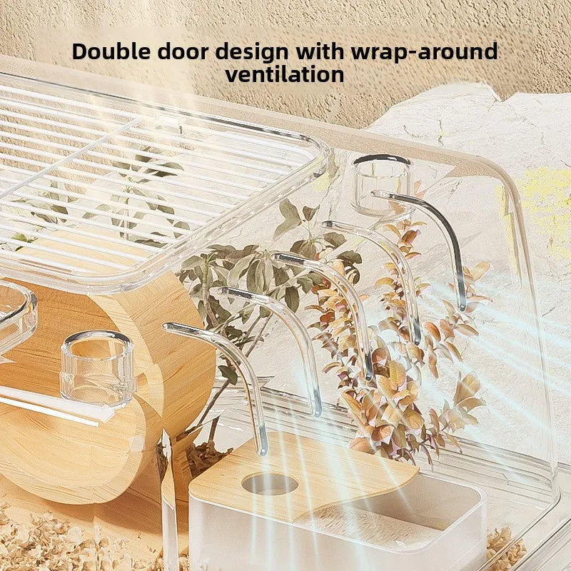 Acrylic Hamster Cage – Spacious Villa Style Transparent Pet Habitat, Chew-Proof Enclosure - ZOOMNSTORE