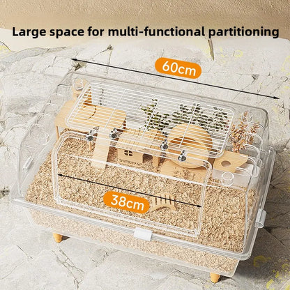 Acrylic Hamster Cage – Spacious Villa Style Transparent Pet Habitat, Chew-Proof Enclosure - ZOOMNSTORE