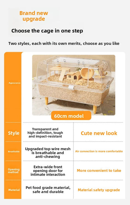 Acrylic Hamster Cage – Spacious Villa Style Transparent Pet Habitat, Chew-Proof Enclosure - ZOOMNSTORE