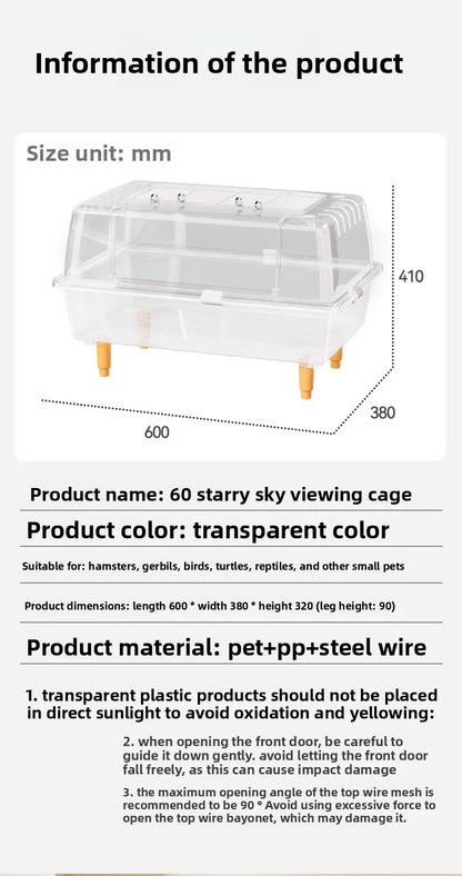 Acrylic Hamster Cage – Spacious Villa Style Transparent Pet Habitat, Chew-Proof Enclosure - ZOOMNSTORE