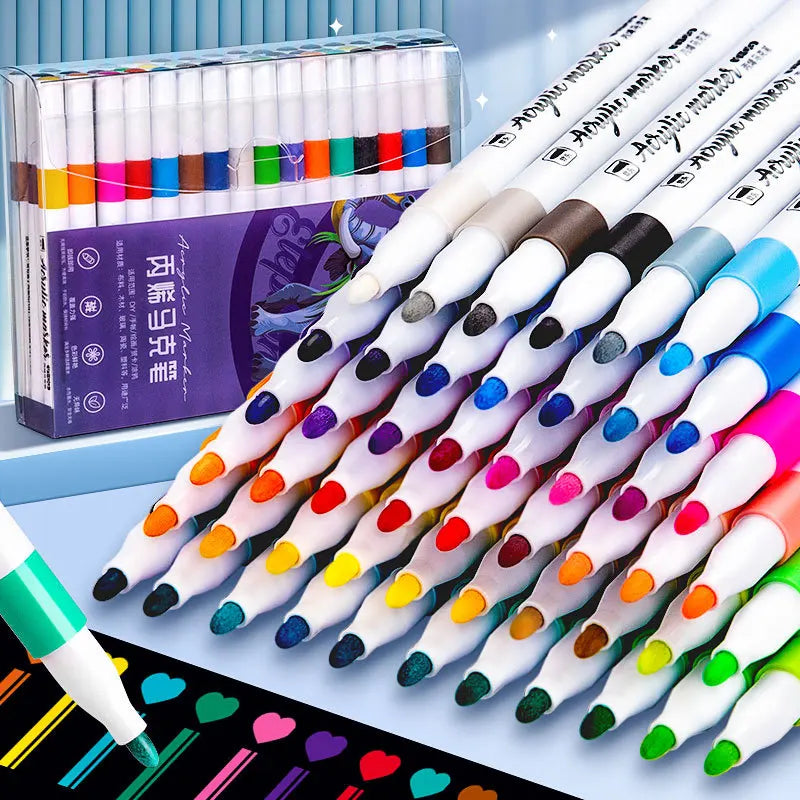 Acrylic Marker 12-80 Colors Pen Set for Draw Sketching Paint Art Markers Graffiti Stone Ceramic Glass Wood DIY Crafts Supplies - ZOOMNSTORE