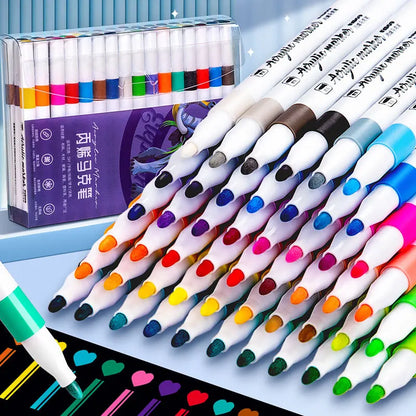 Acrylic Marker 12-80 Colors Pen Set for Draw Sketching Paint Art Markers Graffiti Stone Ceramic Glass Wood DIY Crafts Supplies - ZOOMNSTORE