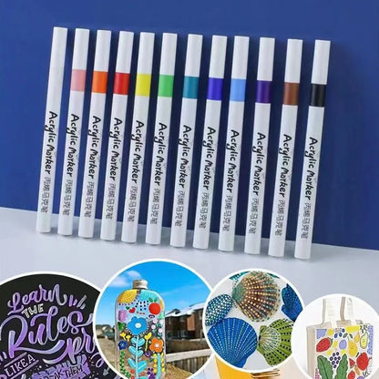 Acrylic Marker 12-80 Colors Pen Set for Draw Sketching Paint Art Markers Graffiti Stone Ceramic Glass Wood DIY Crafts Supplies - ZOOMNSTORE