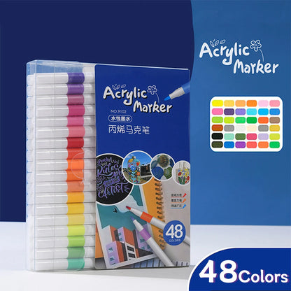 Acrylic Marker 12-80 Colors Pen Set for Draw Sketching Paint Art Markers Graffiti Stone Ceramic Glass Wood DIY Crafts Supplies - ZOOMNSTORE