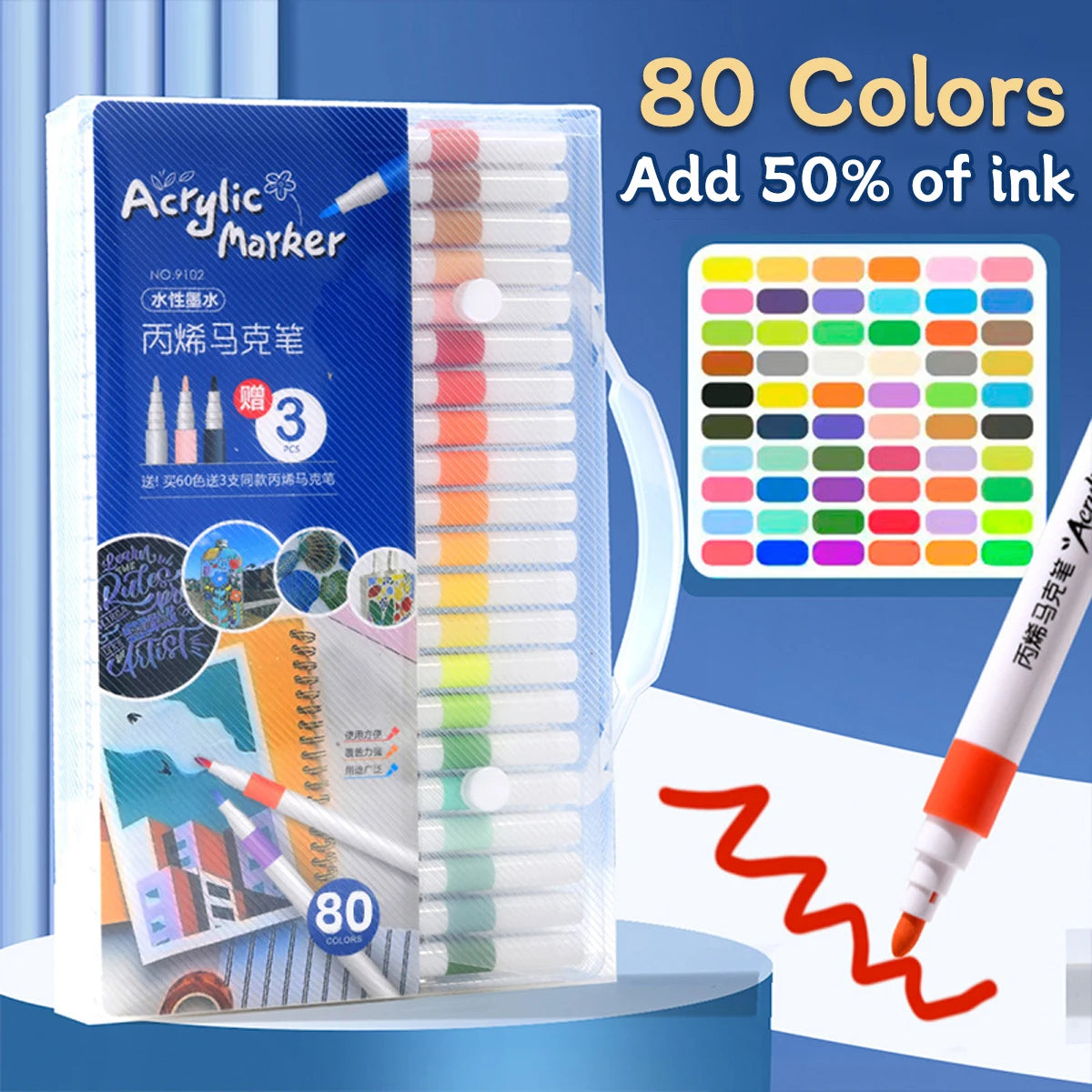 Acrylic Marker 12-80 Colors Pen Set for Draw Sketching Paint Art Markers Graffiti Stone Ceramic Glass Wood DIY Crafts Supplies - ZOOMNSTORE
