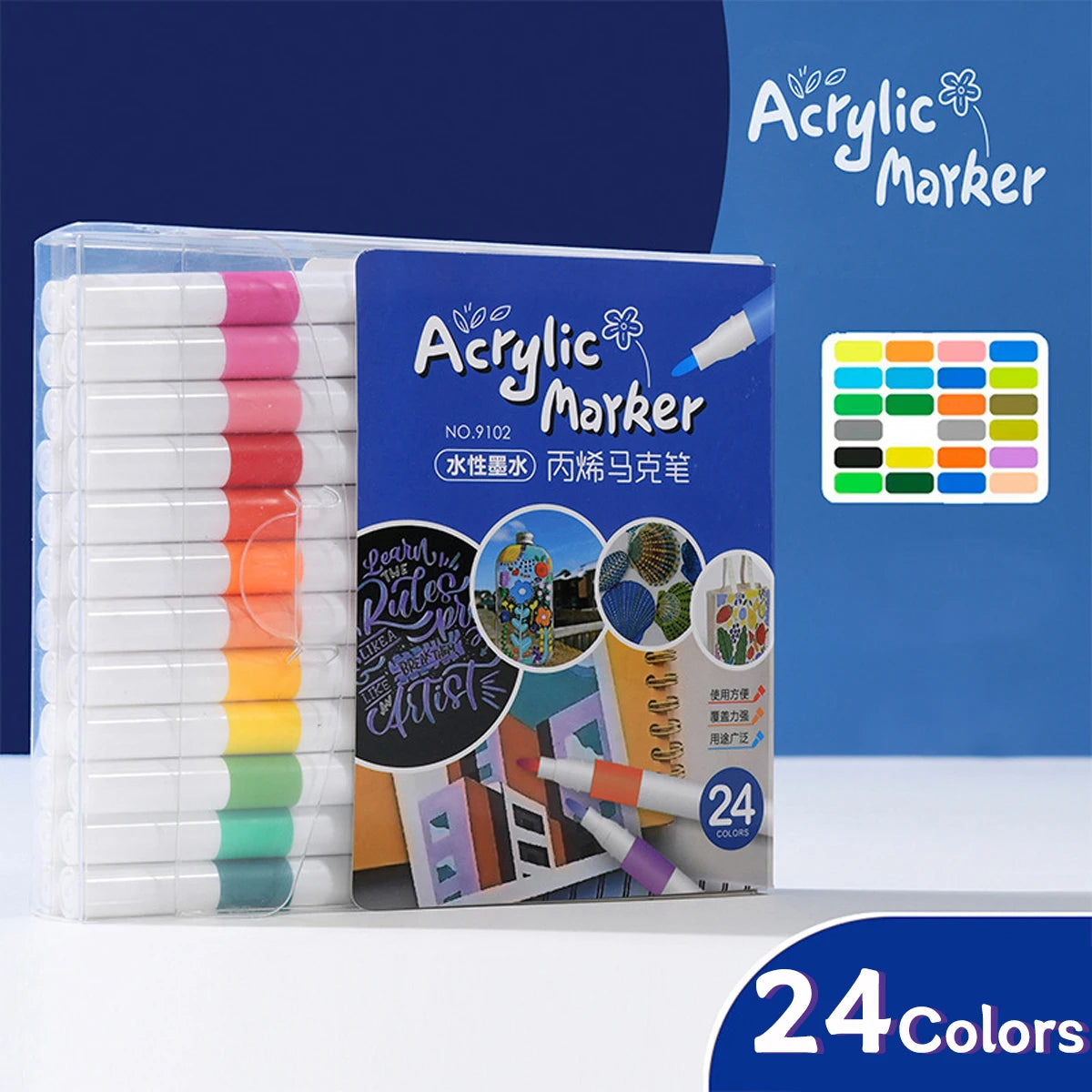 Acrylic Marker 12-80 Colors Pen Set for Draw Sketching Paint Art Markers Graffiti Stone Ceramic Glass Wood DIY Crafts Supplies - ZOOMNSTORE