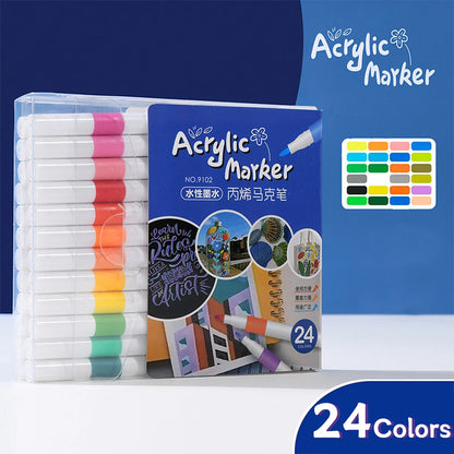 Acrylic Marker 12-80 Colors Pen Set for Draw Sketching Paint Art Markers Graffiti Stone Ceramic Glass Wood DIY Crafts Supplies - ZOOMNSTORE