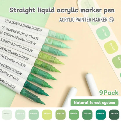 Acrylic Marker Set - 9pcs Mixed Color Art Pens for Kids Rock Painting DIY Crafts - ZOOMNSTORE