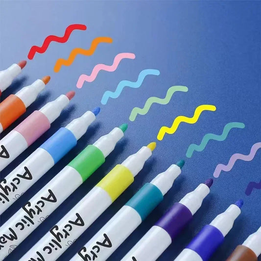 12-60 Colors Acrylic Markers Pen Set Paint Art Marker Soft Tip Pen for Children Stone Paint Ceramic Glass Wood Fabric Painting - ZOOMNSTORE