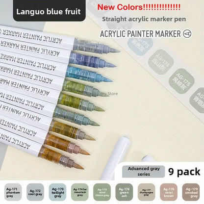 Acrylic Markers Set - 9 Color Art Pens for Rock Painting  DIY Crafts - ZOOMNSTORE