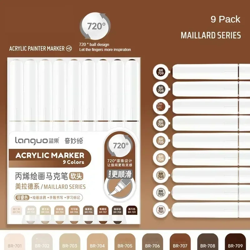 Acrylic Markers Set - 9 Color Art Pens for Rock Painting  DIY Crafts - ZOOMNSTORE