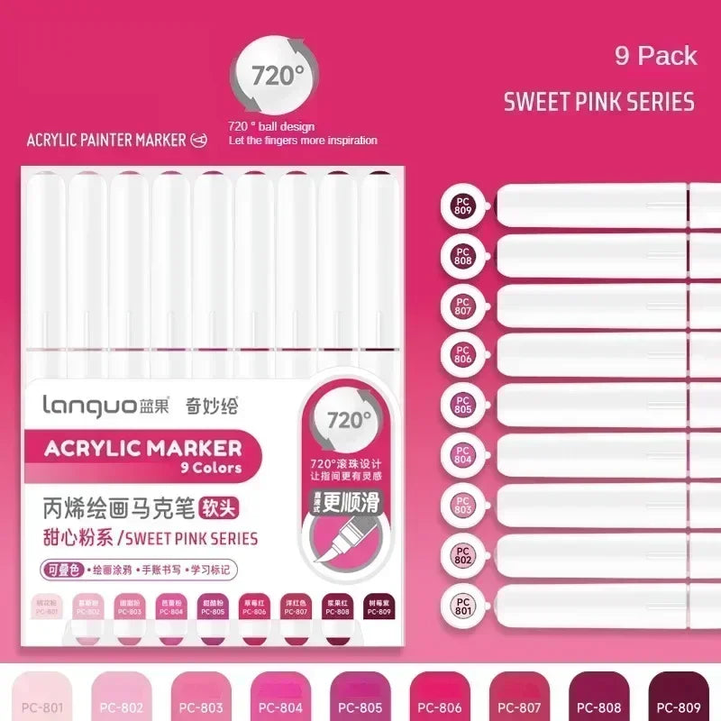 Acrylic Markers Set - 9 Color Art Pens for Rock Painting  DIY Crafts - ZOOMNSTORE