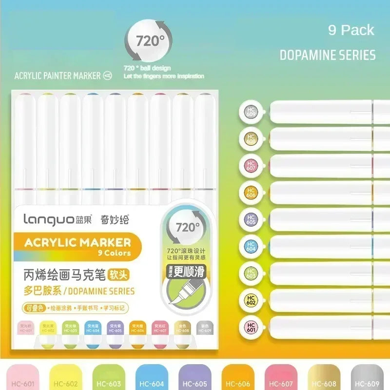 Acrylic Markers Set - 9 Color Art Pens for Rock Painting  DIY Crafts - ZOOMNSTORE
