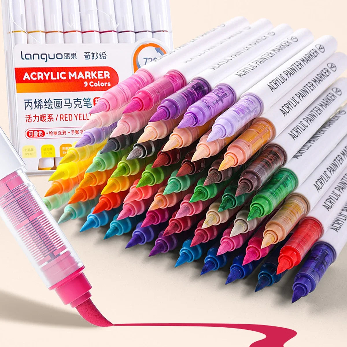 Acrylic Marker Set - 9pcs Mixed Color Art Pens for Kids Rock Painting DIY Crafts - ZOOMNSTORE