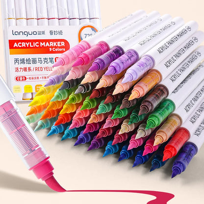 Acrylic Marker Set - 9pcs Mixed Color Art Pens for Kids Rock Painting DIY Crafts - ZOOMNSTORE