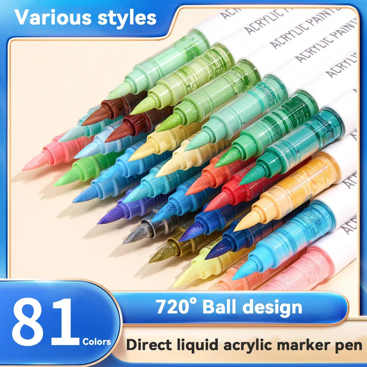 Acrylic Marker Set - 9pcs Mixed Color Art Pens for Kids Rock Painting DIY Crafts - ZOOMNSTORE
