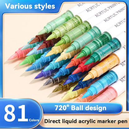 Acrylic Marker Set - 9pcs Mixed Color Art Pens for Kids Rock Painting DIY Crafts - ZOOMNSTORE