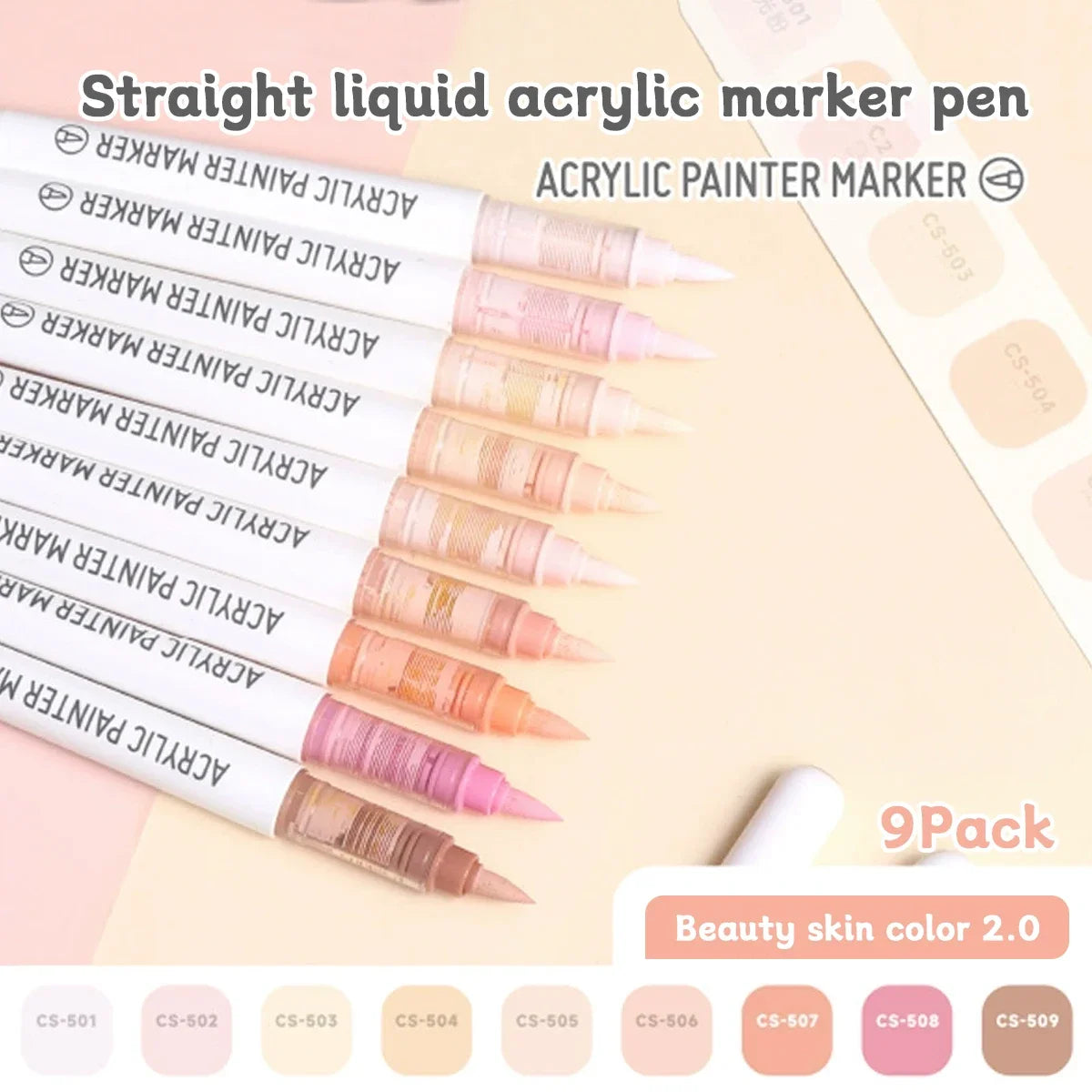 Acrylic Marker Set - 9pcs Mixed Color Art Pens for Kids Rock Painting DIY Crafts - ZOOMNSTORE