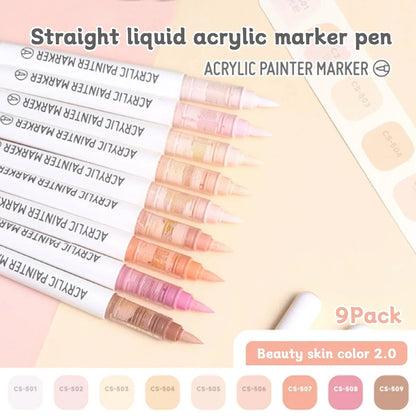 Acrylic Marker Set - 9pcs Mixed Color Art Pens for Kids Rock Painting DIY Crafts - ZOOMNSTORE