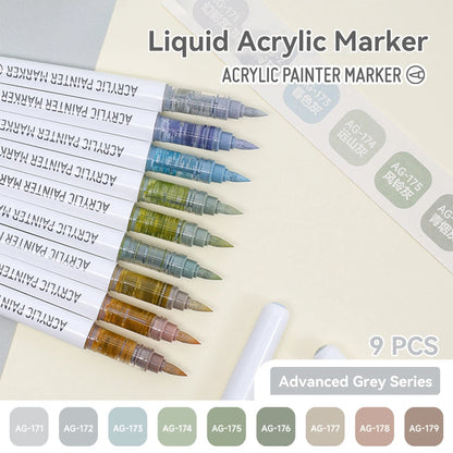 Acrylic Marker Set - 9pcs Mixed Color Art Pens for Kids Rock Painting DIY Crafts - ZOOMNSTORE